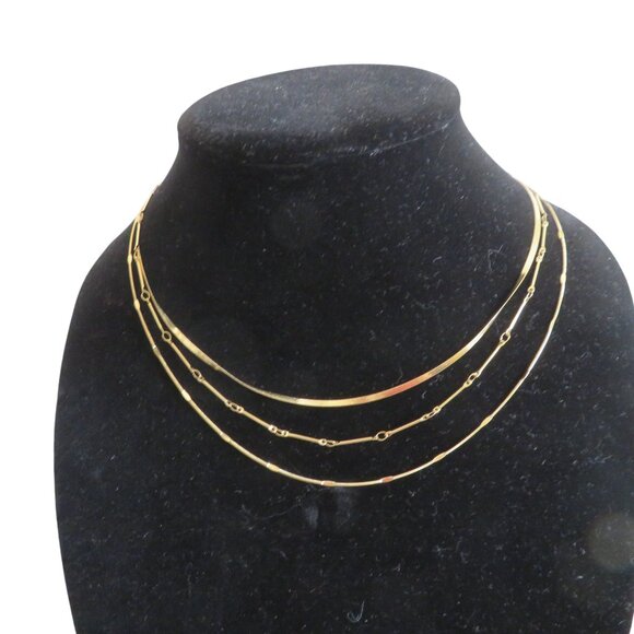 🔥🔥HP🔥🔥 Jenny Bird Bea Triple Strand Necklace, Goldtone Plate, NWT - Picture 2 of 9
